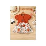 Catpapa 1-6 Years Kids Girl 2PCS Puff Sleeve Top Floral Dresses