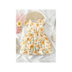 Catpapa 1-6Years Kid Girl 2pcs Set Sleeveless Solid And Floral Dress