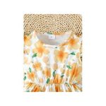 Catpapa 1-6Years Kid Girl 2pcs Set Sleeveless Solid And Floral Dress