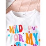 Catpapa 2-Piece Spring/Fall Outfit for Baby Girls 0-3 Years - Letter Print Long-Sleeve Top & Leopard All-Over Print Flared Pants