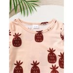 Catpapa 2-Piece Summer Outfit for Baby Boys 0-3 Years - Pineapple Print Round Neck Short-Sleeve T-Shirt & Solid Color Casual Shorts