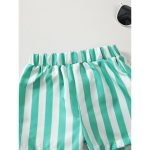 Catpapa 2-Piece Summer Outfit for Baby Boys 0-3 Years - Smiley Face Print Round Neck Short-Sleeve T-Shirt & Vertical Stripe Casual Shorts