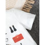 Catpapa 2-Piece Summer Outfit for Girls 4-7 Years - Cartoon Print Short-Sleeve Top & Portrait All-Over Print Skirt