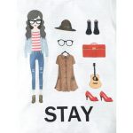 Catpapa 2-Piece Summer Outfit for Girls 4-7 Years - Cartoon Print Short-Sleeve Top & Portrait All-Over Print Skirt