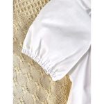 Catpapa 2-Piece Summer Outfit for Girls 4-7 Years - Solid Color Lantern Sleeve Blouse & Floral Embroidery Straight Strappy Dress