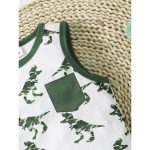 Catpapa 2-Piece Summer Set for Baby Boys 0-18 Months - Dinosaur Print Tank Top & Shorts