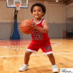 Catpapa 2 pieces of sports outfits for boys aged 3-8, stylish and cool, suitable for sports competitions-red clothes + black numbers