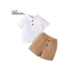Catpapa 3-24 Months Baby Boy Summer Plain Color Cotton Clothes Set