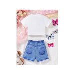 Catpapa 3-24 Months Baby Girl Butterfly Print T-shirt With Shorts