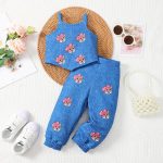 Catpapa 3-24Months Baby Boys Vest With Ankle-tied Pants Cartoon Printing