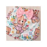 Catpapa 3-24Months Baby Girl Bear 3PCS Bodysuit Shorts With Headband