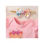 Catpapa 3-24Months Baby Girl Bear 3PCS Bodysuit Shorts With Headband