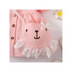 Catpapa 3-24Months Baby Girl COTTON Pink Puff Sleeve Dress With Bag