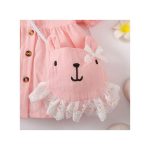 Catpapa 3-24Months Baby Girl COTTON Pink Puff Sleeve Dress With Bag