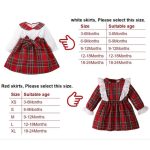 Catpapa 3-24Months Baby Girls Long Sleeve Check Dress Festive attire for Halloween and Christmas