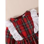 Catpapa 3-24Months Baby Girls Long Sleeve Check Dress Festive attire for Halloween and Christmas