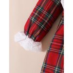 Catpapa 3-24Months Baby Girls Long Sleeve Check Dress Festive attire for Halloween and Christmas