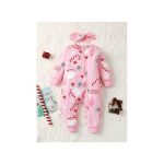 Catpapa 6-24Months Baby Girls Santa Claus Print Romper With Headband