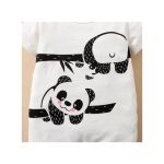 Catpapa Baby Boy Romper Panda Bear Short Sleeve Jumpsuit + Hat 2Pcs