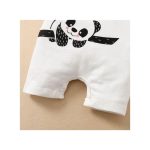 Catpapa Baby Boy Romper Panda Bear Short Sleeve Jumpsuit + Hat 2Pcs