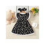Catpapa Baby Girls Dress With White Lace + Headband Daisy Printing