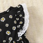 Catpapa Baby Girls Dress With White Lace + Headband Daisy Printing