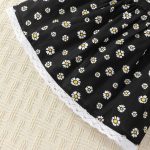 Catpapa Baby Girls Dress With White Lace + Headband Daisy Printing