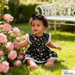 Catpapa Baby Girls Dress With White Lace + Headband Daisy Printing