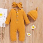 Catpapa Cozy Essentials 3-Piece Set for Baby Boys 0-24M: Ribbed Long-Sleeve Bodysuit + Matching Headband & Beanie – Thermal Cotton & Snug Fit