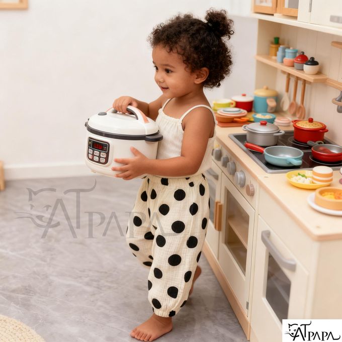 Catpapa Kids Polka Dot Pants - Soft Cotton Trousers for 1-7 Years Elastic Waist Playtime & Casual Wear