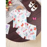 Catpapa Play-Proof 2-Piece Set for Infant Girls 0-3Years: Short-Sleeve & Shorts