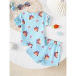 Catpapa Play-Proof 2-Piece Set for Infant Girls 0-3Years: Short-Sleeve & Shorts