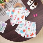 Catpapa Play-Proof 2-Piece Set for Infant Girls 0-3Years: Short-Sleeve & Shorts