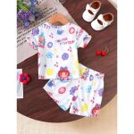 Catpapa Play-Proof 2-Piece Set for Infant Girls 0-3Years: Short-Sleeve & Shorts