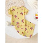 Catpapa Play-Proof 2-Piece Set for Infant Girls 0-3Years: Short-Sleeve & Shorts