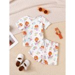 Catpapa Play-Proof 2-Piece Set for Infant Girls 0-3Years: Short-Sleeve & Shorts