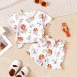 Catpapa Play-Proof 2-Piece Set for Infant Girls 0-3Years: Short-Sleeve & Shorts