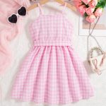 Catpapa Summer cool halter mesh mesh pattern girls dress 3-7 years old suitable for party, outdoor play