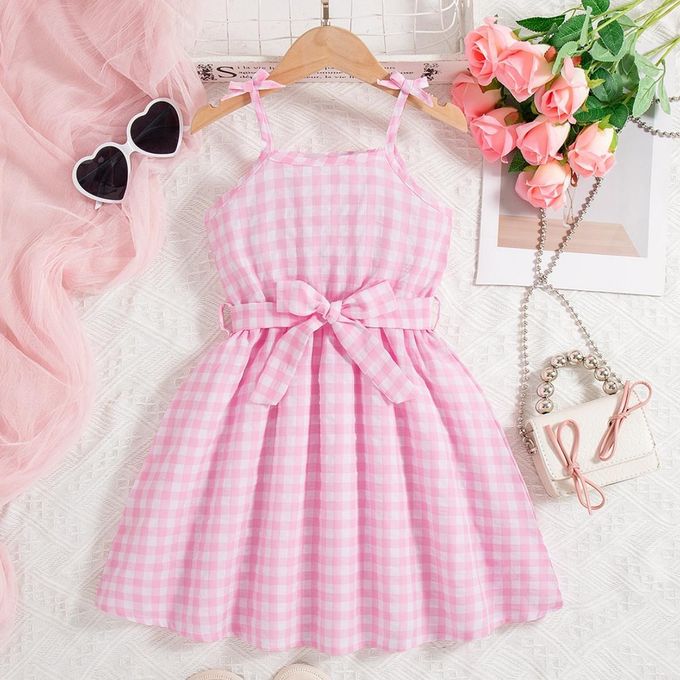 Catpapa Summer cool halter mesh mesh pattern girls dress 3-7 years old suitable for party, outdoor play