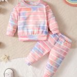 Catpapa Winter Long Sleeve Pink Striped Girl's Suit 100% Cotton