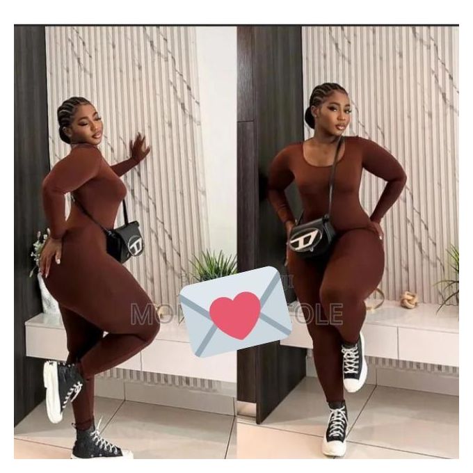 Classic Ribbed Women's Romper Jumpsuit - Brown