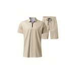COOFENRISY Mens Polo Shirt And Shorts Sets