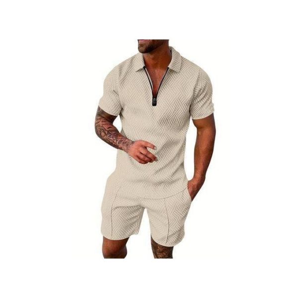 COOFENRISY Mens Polo Shirt And Shorts Sets