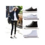 Couple Canvas Low Top Lace-up Shoes Classic Casual Sneakers Black