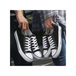 Couple Canvas Low Top Lace-up Shoes Classic Casual Sneakers Black