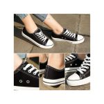 Couple Canvas Low Top Lace-up Shoes Classic Casual Sneakers Black