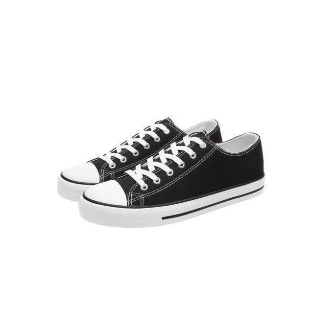 Couple Canvas Low Top Lace-up Shoes Classic Casual Sneakers Black