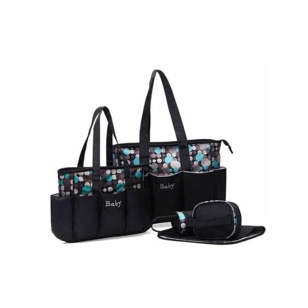 Cute 5 In 1 Baby Diaper Bag- Blue Floral