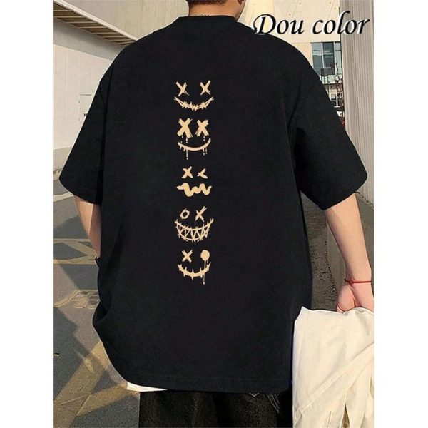Dou-color Dou-color Men's Fashion Thick Hip Hop T-shirt -Black
