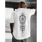 Dou-color Dou-color Men's Fashion Thickened Niche Style Printed T-shirt - White